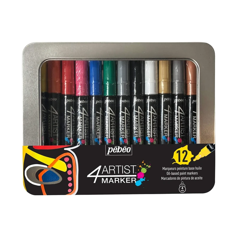 Pebeo 4Artist Metal Marker Set - 4mm, Set of 12