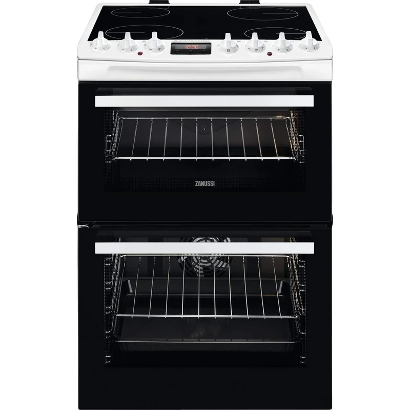 Zanussi 60cm Double Oven Electric AirFry Cooker with SteamBake - White