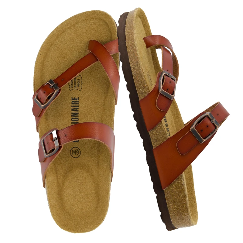 CUSHIONAIRE Women's Luna Cork Footbed Sandal with +Comfort, Whiskey, 4.5 UK