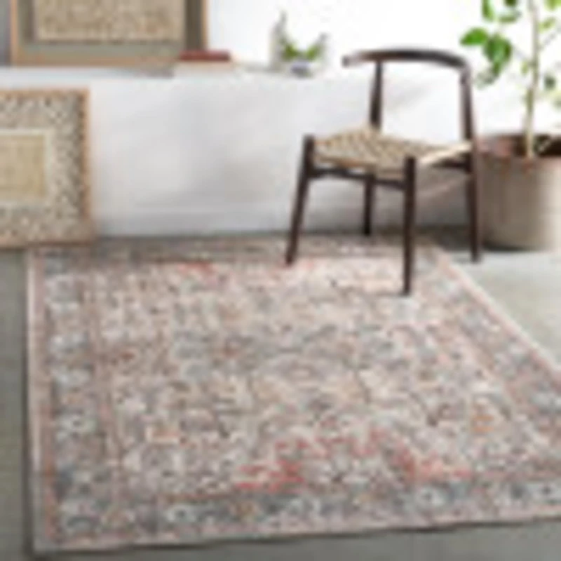 Livabliss Khasab Vintage - Area s Living Room 160x213 cm, Dining Floor, Kitchen, Traditional Multicoloured Boho, Easy Care Pile, Bohemian Large, Rust, Charcoal, Dusty Pink