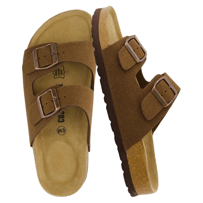 CUSHIONAIRE Women's Lane Cork Footbed Sandal with +Comfort, Brown Vegan Suede, 6 UK