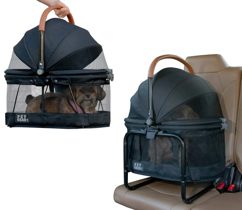 Pet Gear View 360 Pet Carrier & Car Seat with Booster Seat Frame for Small Dogs & Cats, Mesh Ventilation, Push Button Entry, No Tools Required