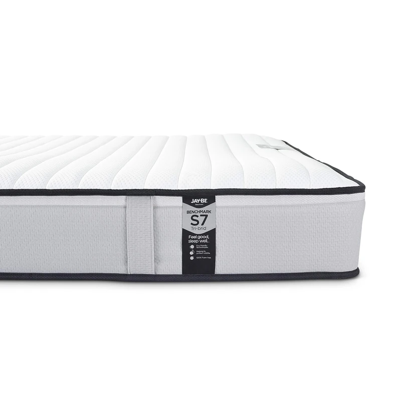 JAY-BE Benchmark S7 Double Mattress, 21cm Thick, Tri-brid e-Pocket Sprung, Medium Mattress, 100% Foam Free, Hypoallergenic, 4ft6 Double (190 x 135 x 21cm)