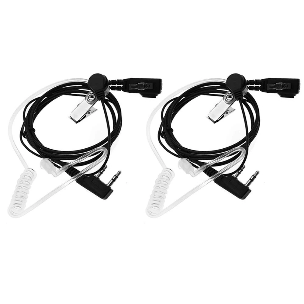 BaoFeng 2 Pin PTT Mic Covert Acoustic Tube Earpiece Headset for Kenwood PUXING Baofeng UV-5R UV-5RA 888S 2 Way Radio(2 Pack)
