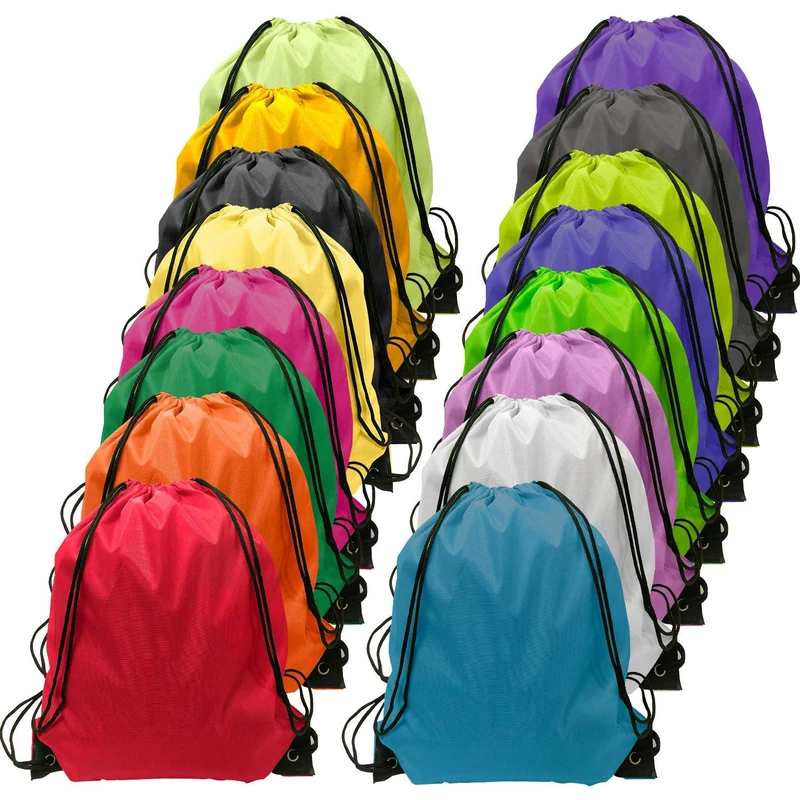 GoodtoU Drawstring Bags Drawstring Backpack Nylon Backpack, 16 Colors, 15.5 * 13.5 inches, 48 Pcs Drawstring Bags
