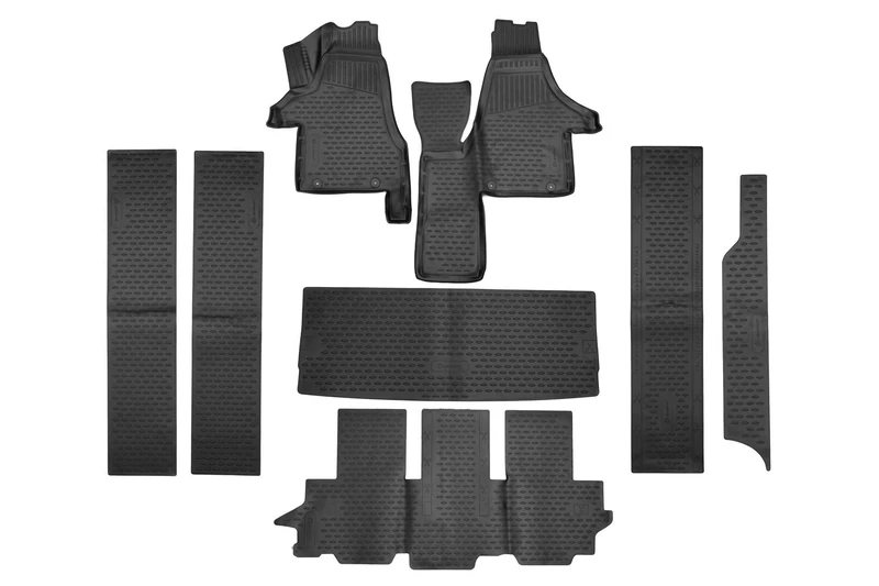 Element EXP.ELEMENT3D00926210k 3D Rubber Floor Mats for VW Multivan Comfortline 2015-2019 8-Piece Set, Black, Fit