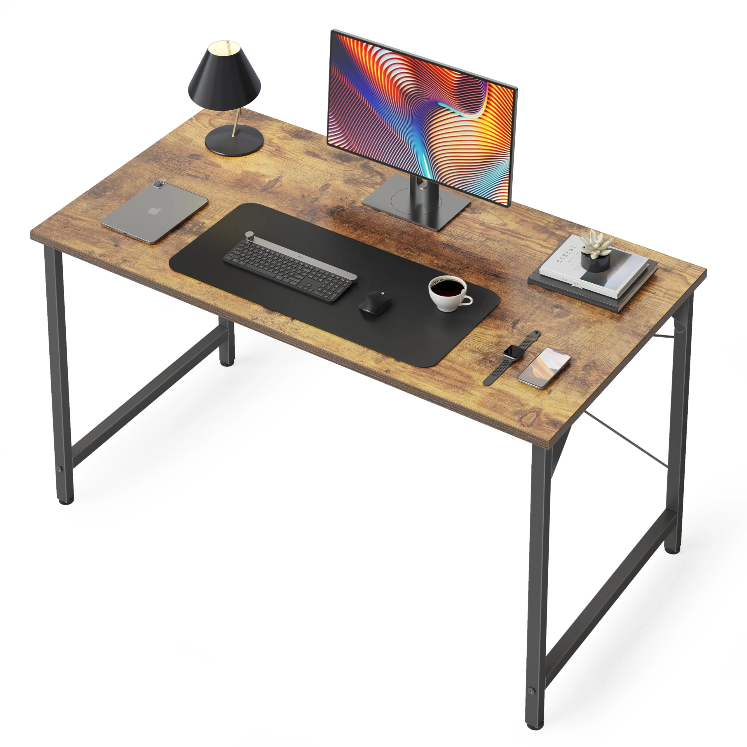 CubiCubi Computer Desk 100 x 48 x 75 cm Home Office Laptop Desk Study Writing Table, Modern Simple Style, Rustic Brown
