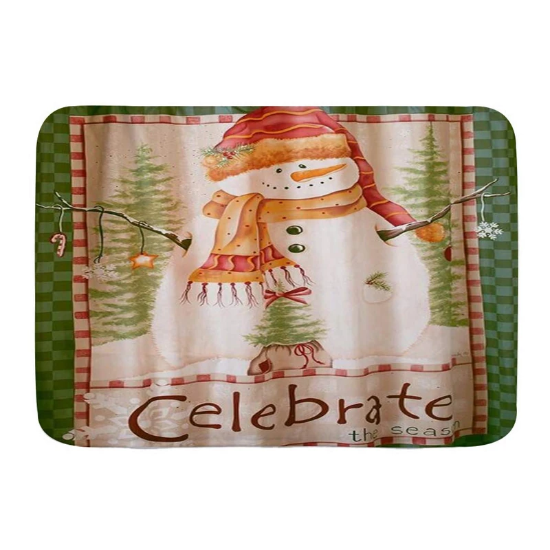 Minalo Non-slip Bath Mat, Celebrate Season, Snowman, Christmas, Personalized Decoration, 75 x 45 cm