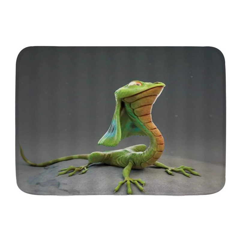 Minalo Non-Slip Bath Mat,Cartoon Lizard Green Gecko Reptile Species,Personalized Decor Bathroom Floor Rug,75 x 45 cm