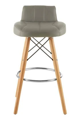 Premier Housewares Bar Stool, Counter Height Stools For Kitchen, Wood & Leather, w48 x d45 x h88cm - Grey