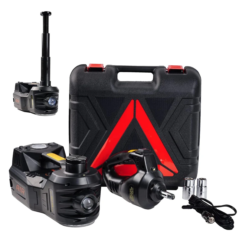 ROGTZ Electric Car Jack kit 5 Ton 12V Car Jack Hydraulic Jack with Impact Wrench and Tire Inflator Pump, Car Lift Floor Jack for SUV Sedans Tire Change with LED Light (Black) - Image 1