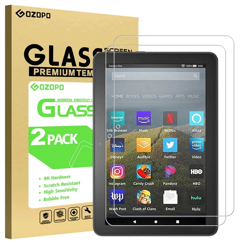 GOZOPO [2-Pack Screen Protector for Fire HD 8 / Fire HD 8 Kids Pro/Fire 8 Kids tablet (2024/2022/ 2020 release)