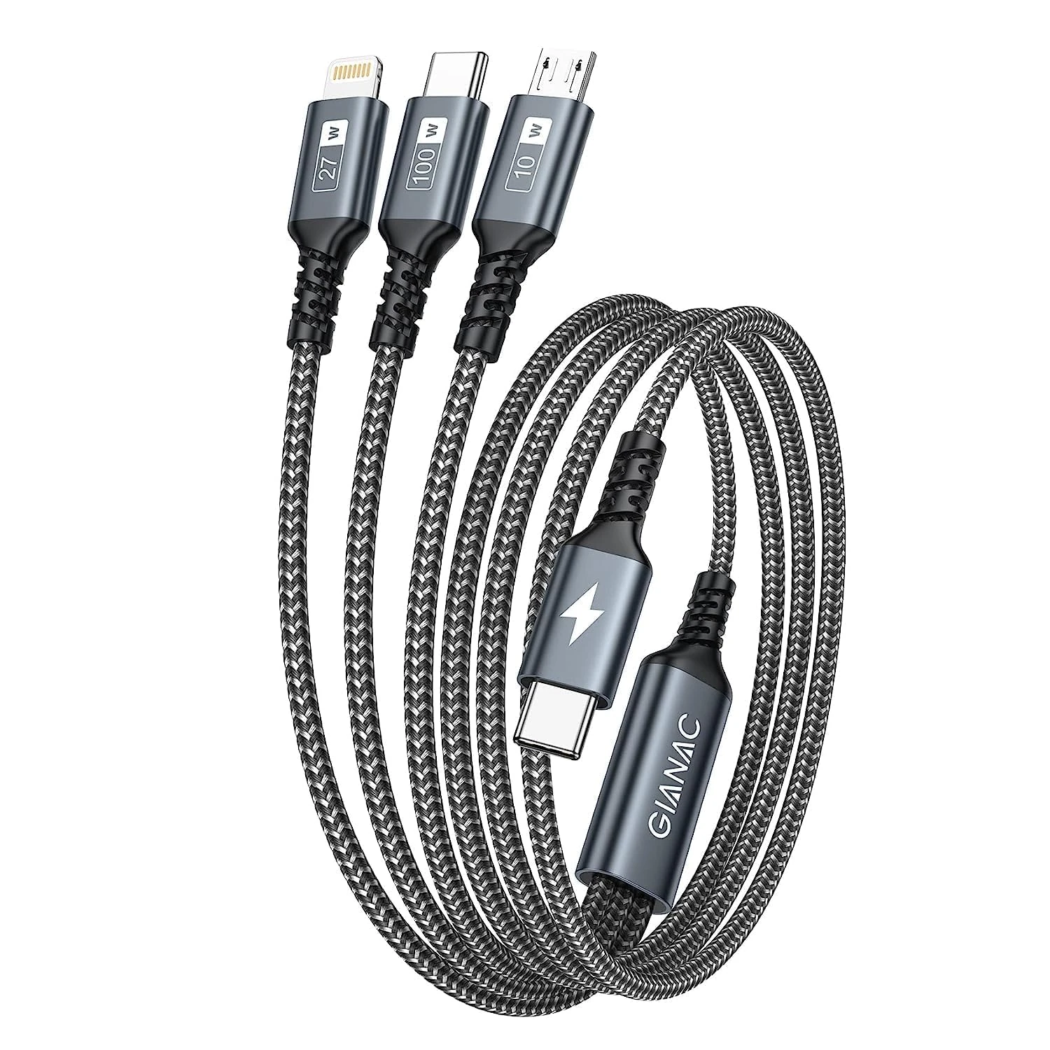 100W USB C to Multi Charger Cable [1.2M] Super Fast Charger Cable,3 in 1 USB Cable with Micro USB Type C Connector for Phone,Samsung,Huawei