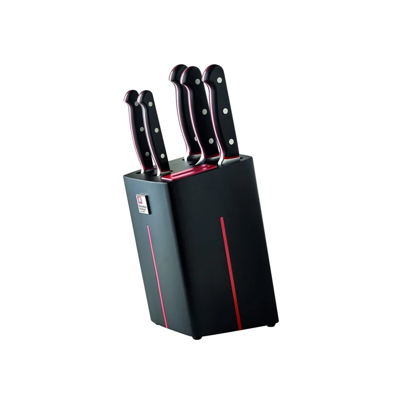 RICHARDSON SHEFFIELD Knife Block Velocity 6 Piece Knife Block Set with Built in Sharpener, Black