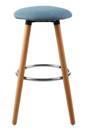 Premier Housewares Bar Stool, Counter Height Stools For Kitchen, Wood & fabric, w39 x d39 x h71cm - Blue
