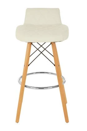 Premier Housewares Bar Stool, Counter Height Stools For Kitchen, Wood & Leather, w48 x d41 x h85cm - White