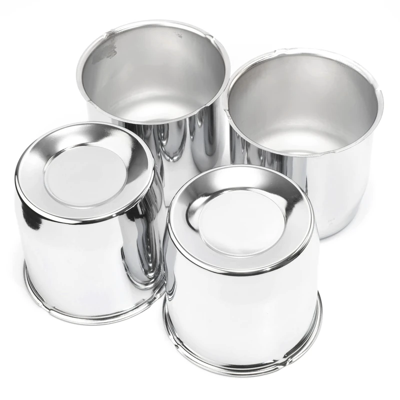 4pcs Push Through Wheel Center Caps Chrome Silver for 5.15" Center Bore Auto Trailer Wheel Rim