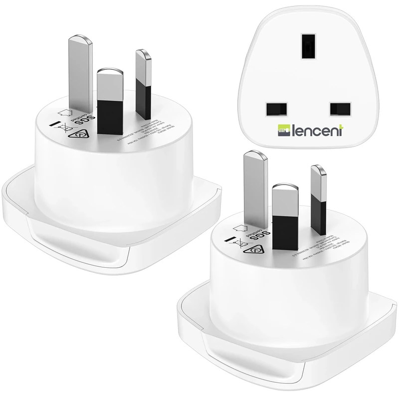 LENCENT UK to Australia China Plug Adapter 2 Pack, Australian Plug Adaptor from UK, Grounded Australian Travel Adapter to Australia China Fiji Argentina New Zealand more(Type I)
