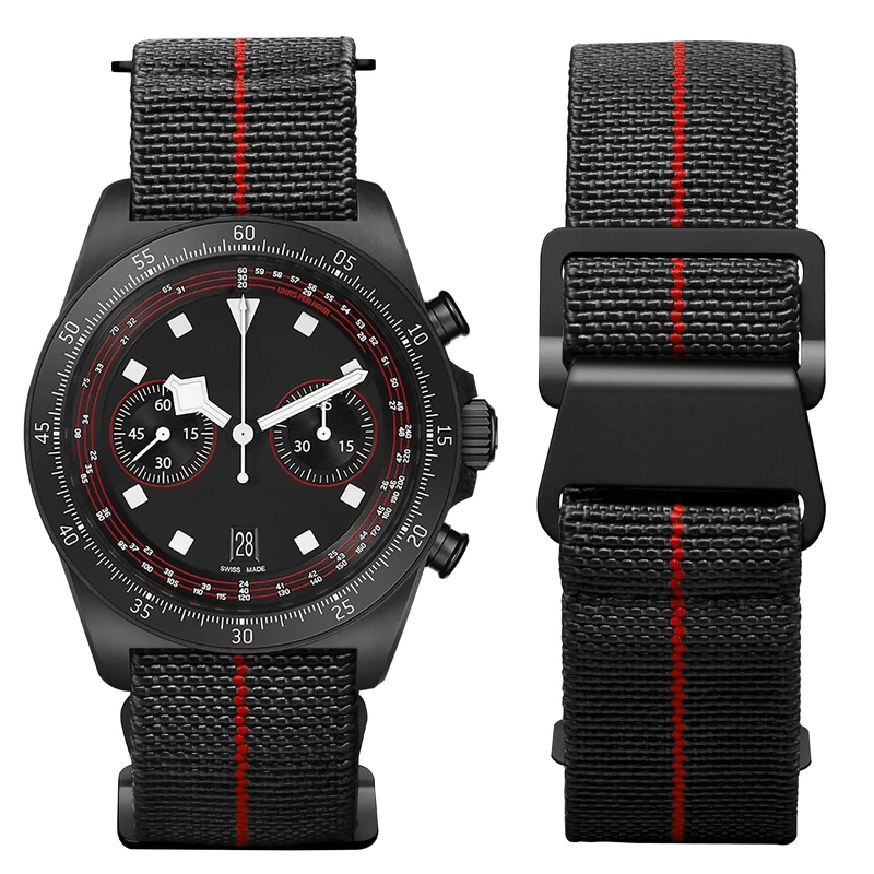 BINLUN Elastic Nylon Watch Strap - Marine Nationale Style