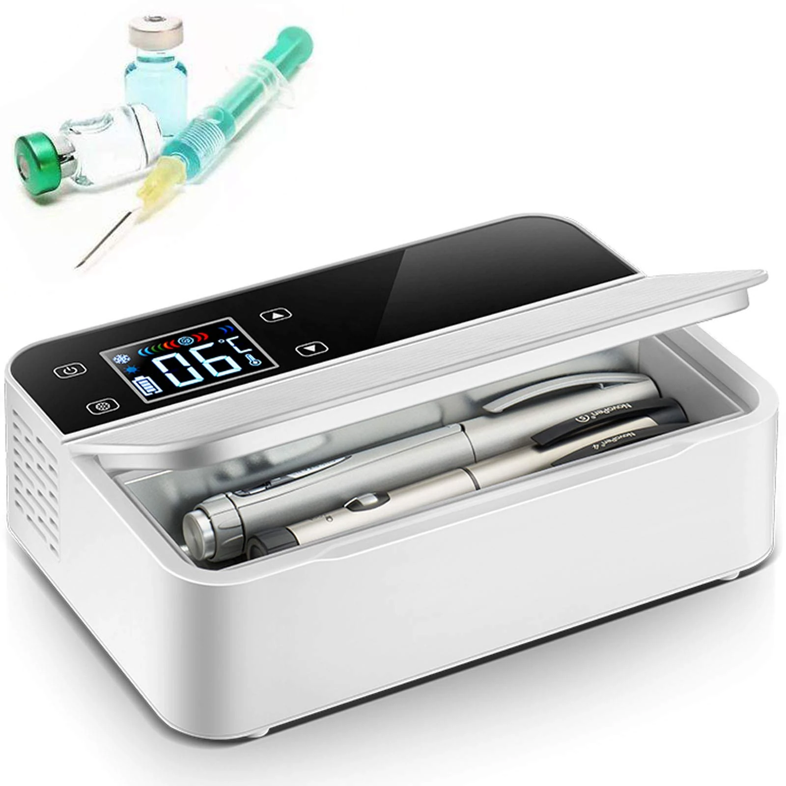 HGJDKSJ Small Fridge Cooler, Insulin Cooler Case Portable Insulin Bag Travel Keep Chilled Meds at 2-8 Degrees, Medical Insulin Travel Case,Dualbattery