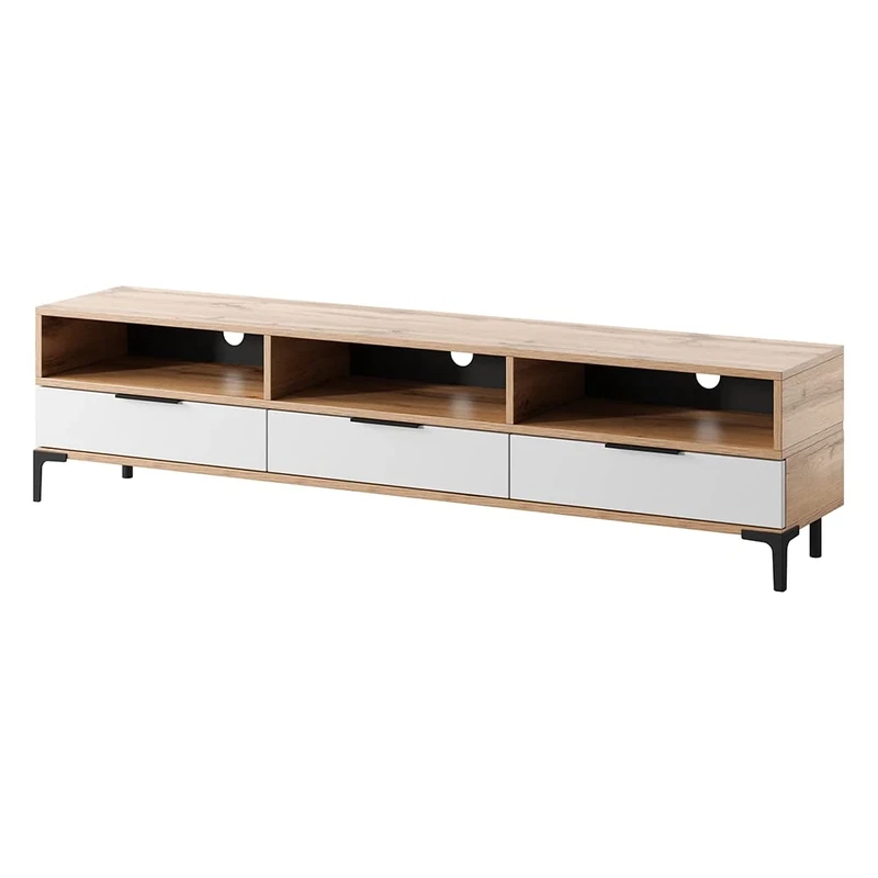 Selsey Rikke Tv Stand - Tv Cabinet - Entertainment Unit - White Matt - White Gloss - Battery-Operated Led