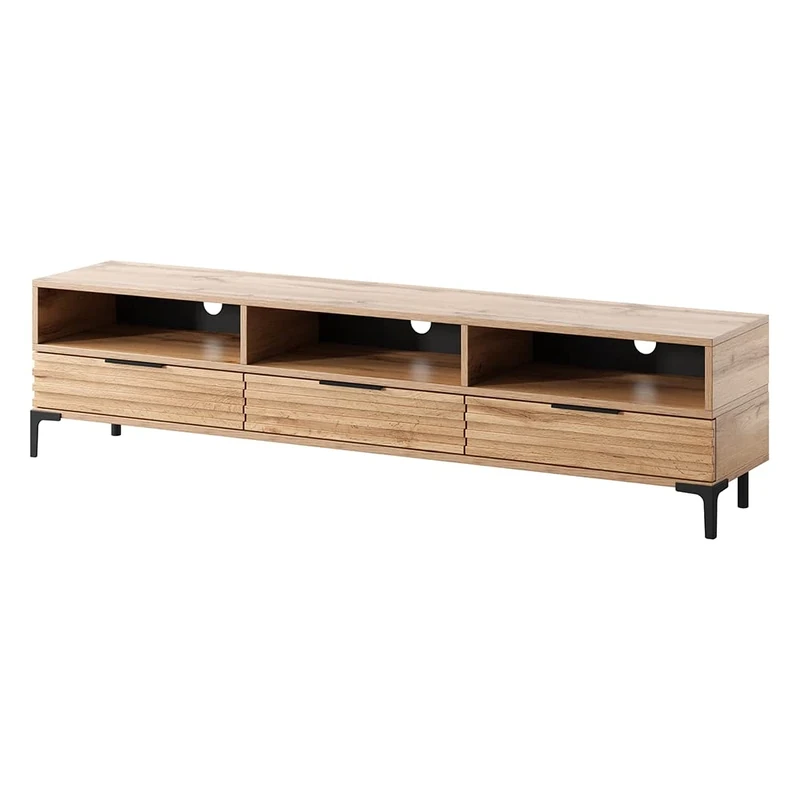 Selsey Rikke Tv Stand - TV Cabinet - Entertainment Unit - Wotan Oak - Battery-Operated Led