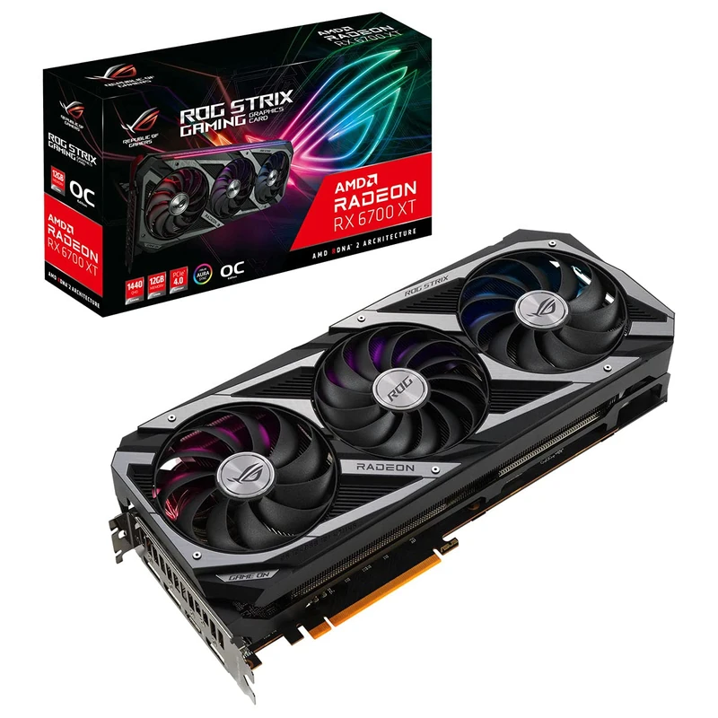 ASUS ROG Strix AMD Radeon RX 6700 XT OC Edition Gaming Graphics Card (AMD RDNA 2, PCIe 4.0, 12GB GDDR6, DisplayPort 1.4a, Axial-tech Fan Design, 2.9-slot, Super Alloy Power II), Black