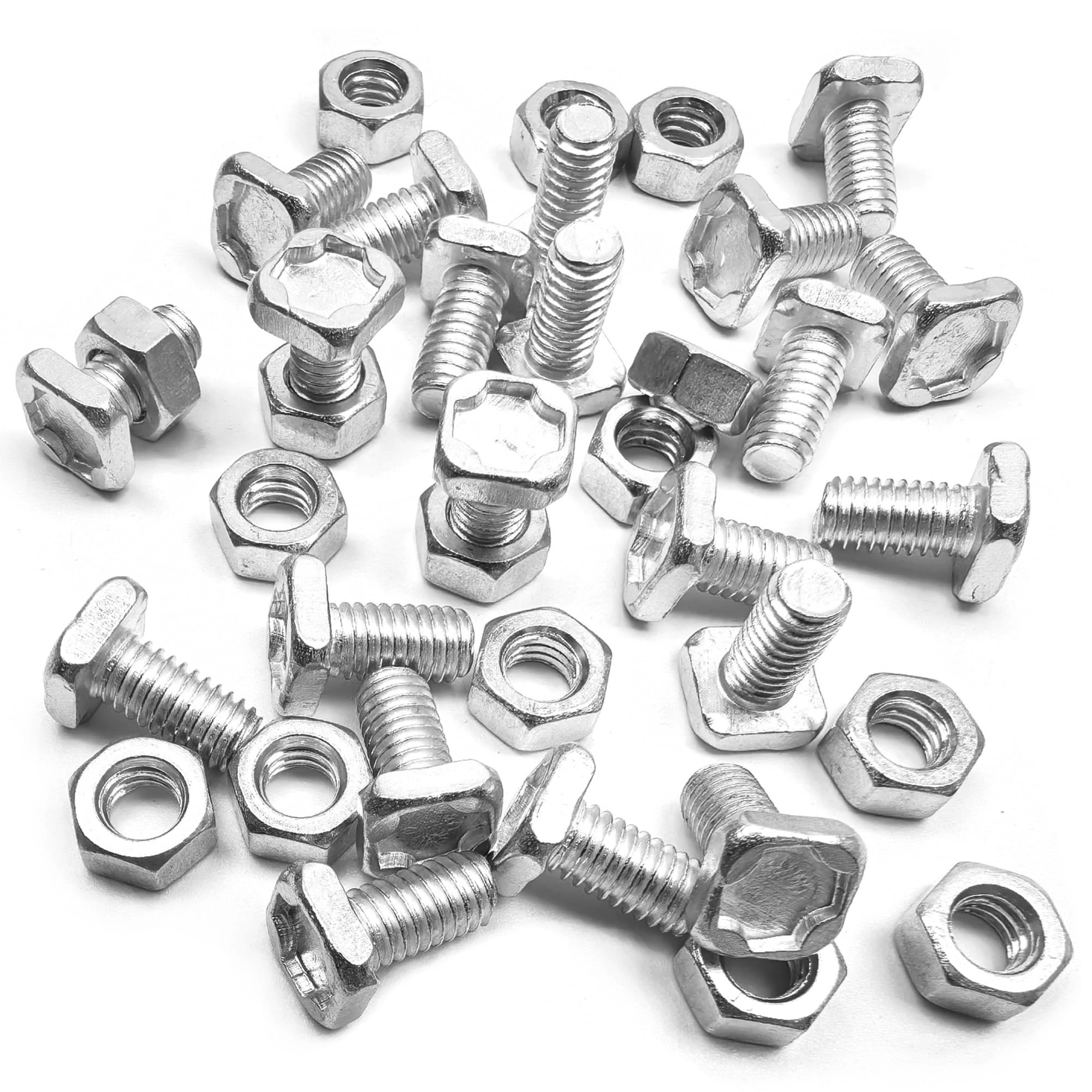 HONGCI 60 Pack Greenhouse Nuts and Bolts - Square Head 10mm Aluminium - Greenhouse Accessories