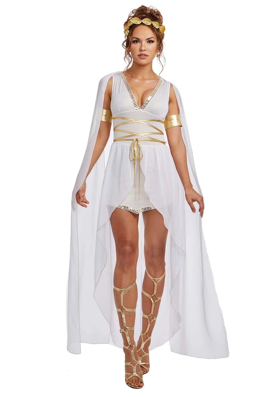 Dreamgirl Womens Venus Goddess Dress Set - White, Size S