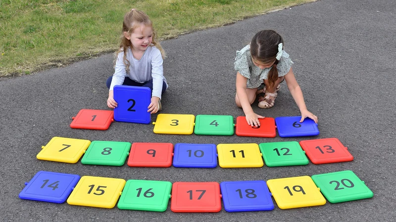 Educational Advantage Giant Connecting Number Beads - Outdoor Learning Number Tiles - Early Maths - Colour Sequencing - Age 2+ - Image 1
