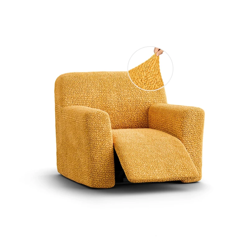 Menotti Sanitised Recliner Cover -Chair Cover - Armchair Slipcover - Soft Fabric Slipcover - Wingback Recliner Stretch Furniture Protector - Microfibre - Mango (Recliner Chair)