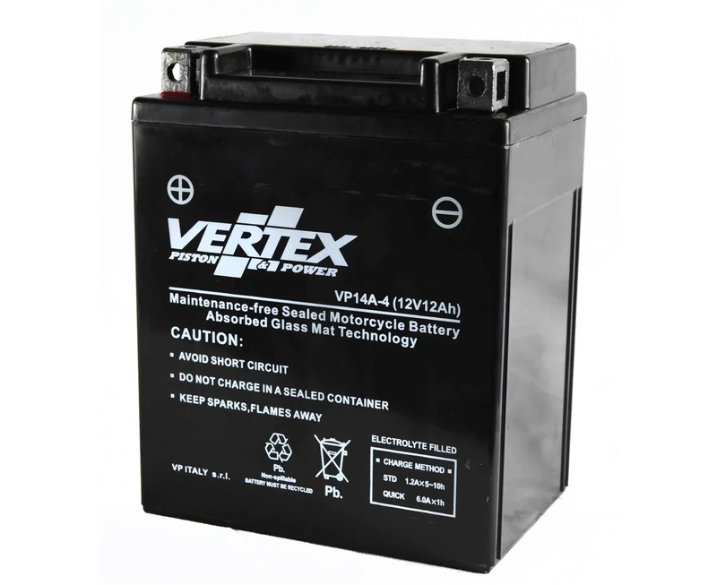 My Moto Parts 712149P Vertex VP14A-4 Sealed AGM Motorcycle/Powersport Battery, 12V, 12Ah, Replaces: CB14-A2/B2, YB14-A2 for Motorcycle, ATV's, Personal Watercraft and Snowmobiles, 13.5 x 9.1 x 16.6cm