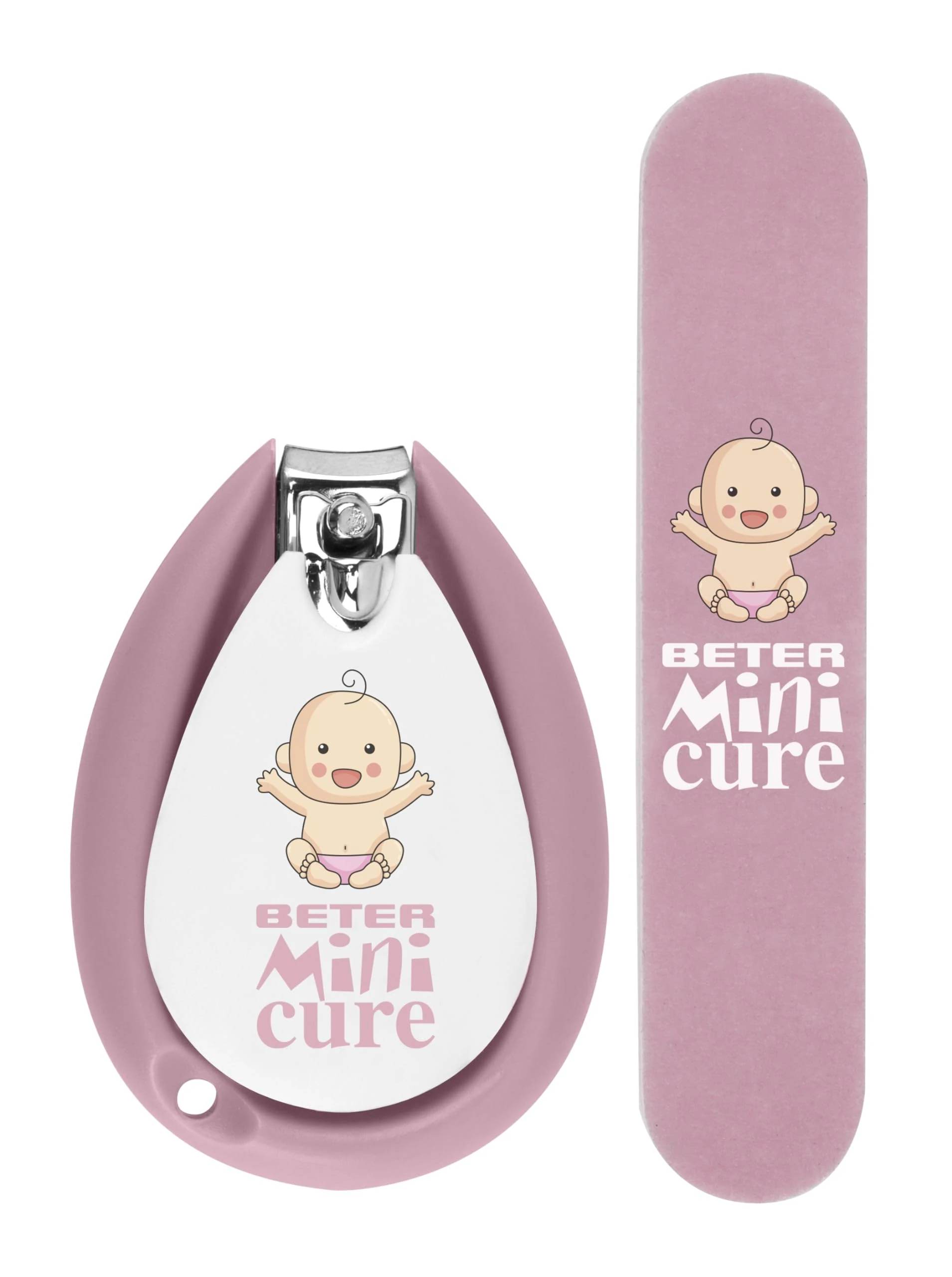Beter - Baby Minicure Manicure and Pedicure Set, Nail Clippers and File for Newborns and Toddlers, Baby Hygiene Kit, Gift for Newborns, Newborn Baby Care Set, in Pink