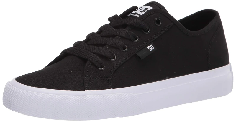 DC Men's Manual Low Top Vegan Friendly Casual Skate Shoe, Black/White, 7 UK