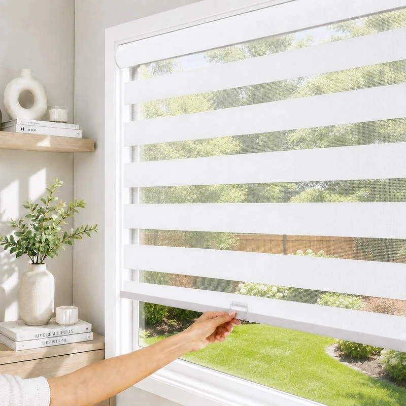 CHICOLOGY Zebra Blinds, Roller Window Shades, Blinds for Windows, Roller Shades for Windows, Window Shades for Home, Window Shades, Pull Down Shades for Windows, 24"W X 72"H, Basic Arctic - Image 1