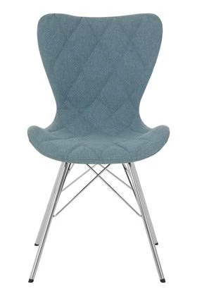 Premier Housewares Chairs for Dining Room Quilted Dining Chairs Fabric Dining Chairs Blue Kitchen Chairs Sleek Chrome Legs Eiffel Chair Dining Chair