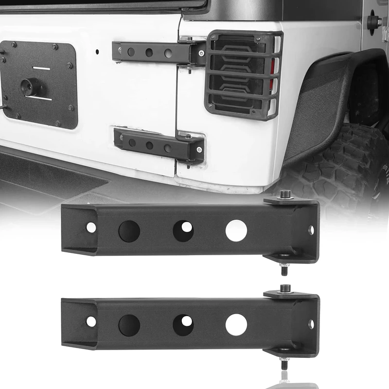 Hooke Road Black Steel Tailgate Hinge Set for Jeep Wrangler JK 2007-2018
