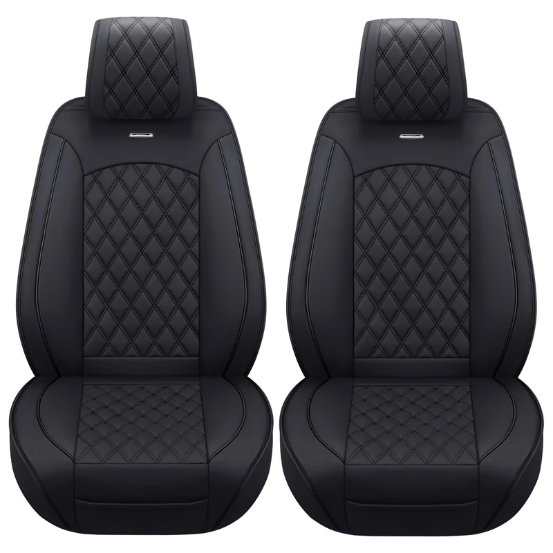 Aierxuan Car Seat Covers Front Set with Waterproof Leather Automotive Vehicle Cushion Cover for Cars SUV Pickup Truck Fit for 2009 to 2023 Ford F150 Carhartt and 2017 to 2023 F250 F350 F450(Black)