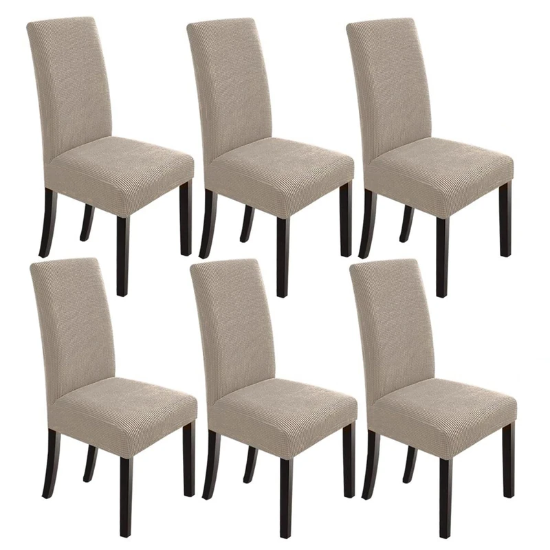 NORTHERN BROTHERS Chair Covers for Dining Room 6 Pack, Kitchen Chair Covers Protector for Dining Room（Taupe）