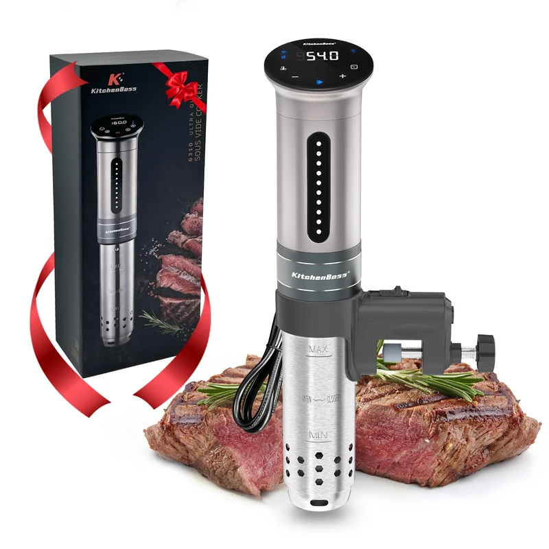 KitchenBoss Sous Vide Cooker Ultra-Quiet Immersion-Circulator: Stainless Steel | G310 Silver Machine Brushless DC Motor |1100 Watts | IPX7 Waterproof