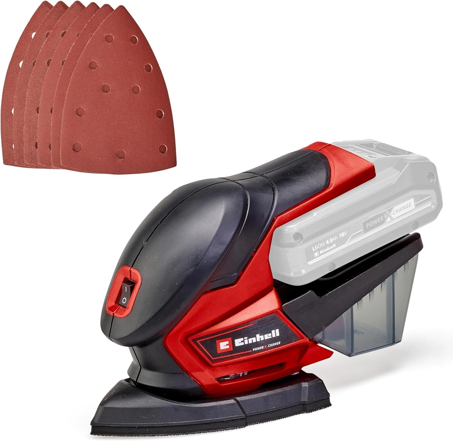 Einhell Multiple Sander TE-OS 18/150 Li - Solo Power X-Change (18 V, 24000 Min^-1 Oscillat. Speed, Dust Box, Incl. Six Sheets of Abrasive Paper, Vacuum Cleaner Adapter, Without Battery and Charger)
