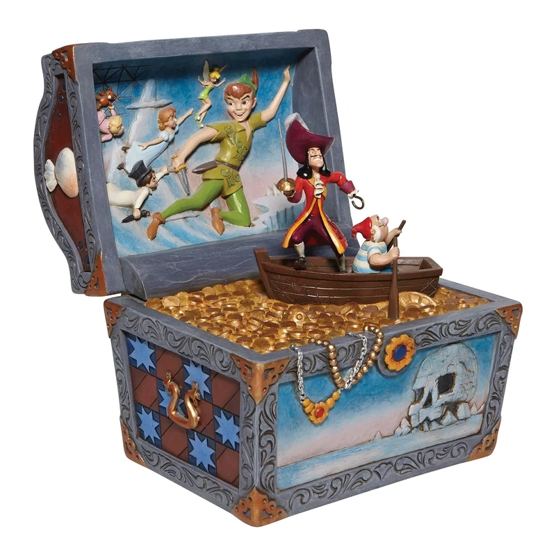 ENESCO Peter Pan Treasure Chest Scene,8.5 in H x 8.5 in W x 7 in L