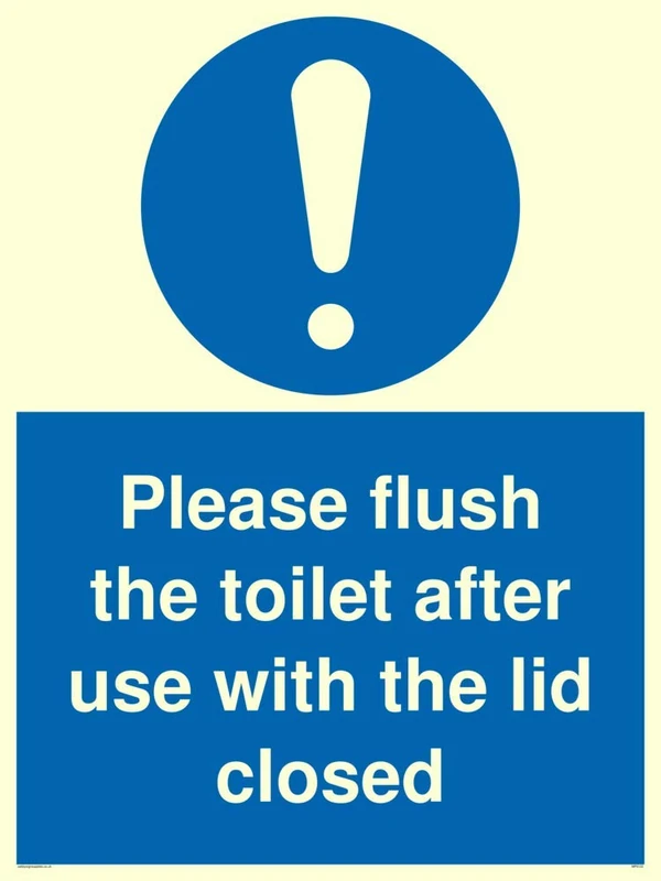 Please flush the toilet after use with the lid closed