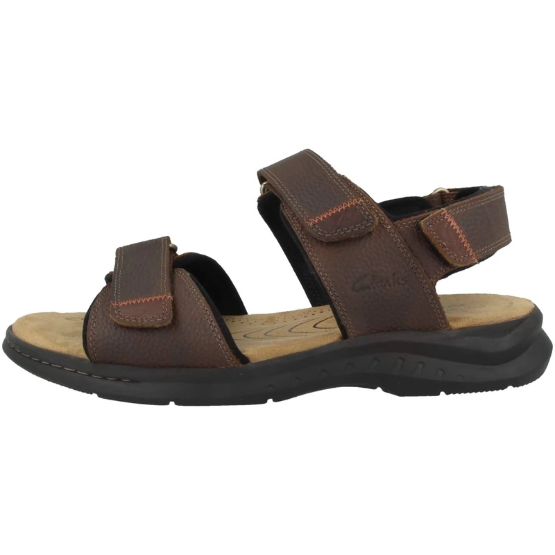 Clarks Hapsford Creek, mens Ankle Strap, Brown tumbled leather., 7.5 UK (41.5 EU)