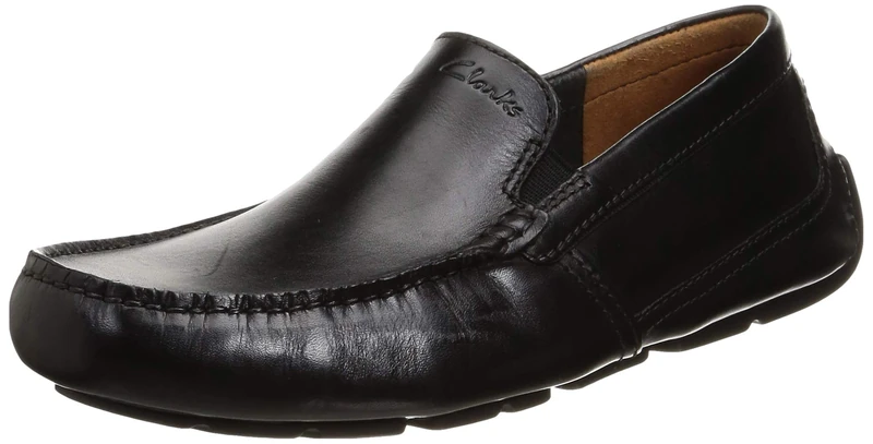 Clarks Men's Markman Plain Moccasin, Black Black Leather, 7.5 UK
