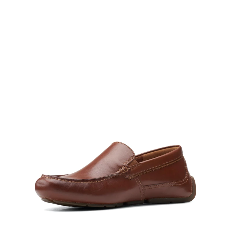 Clarks Men's Markman Plain Moccasin, Dark Tan Leather, 10.5 UK