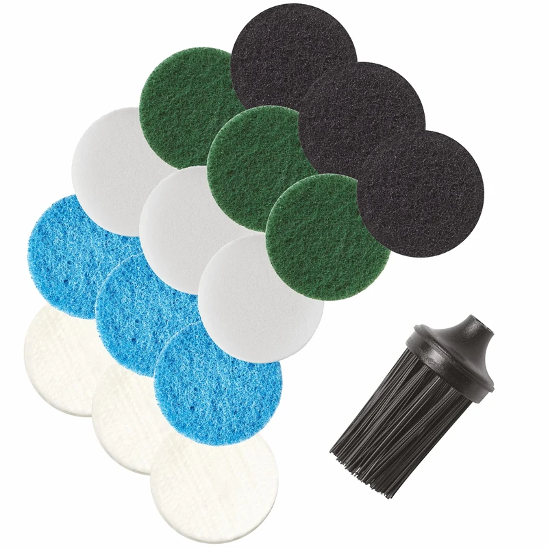 Dremel Versa Mega Accessory Kit - 16 pcs (15 Cleaning Pads, 1 Corner Brush, Storage Bag) - White, Blue - Plastic, Metal Bristles