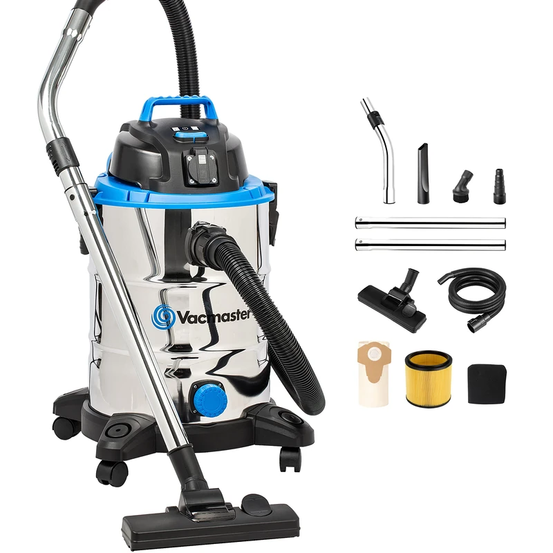 Vacmaster VQ1530SFDC VQ1530SFDC-03, Water and Dust Vacuum Cleaner, Stainless Steel, 1500W 30L
