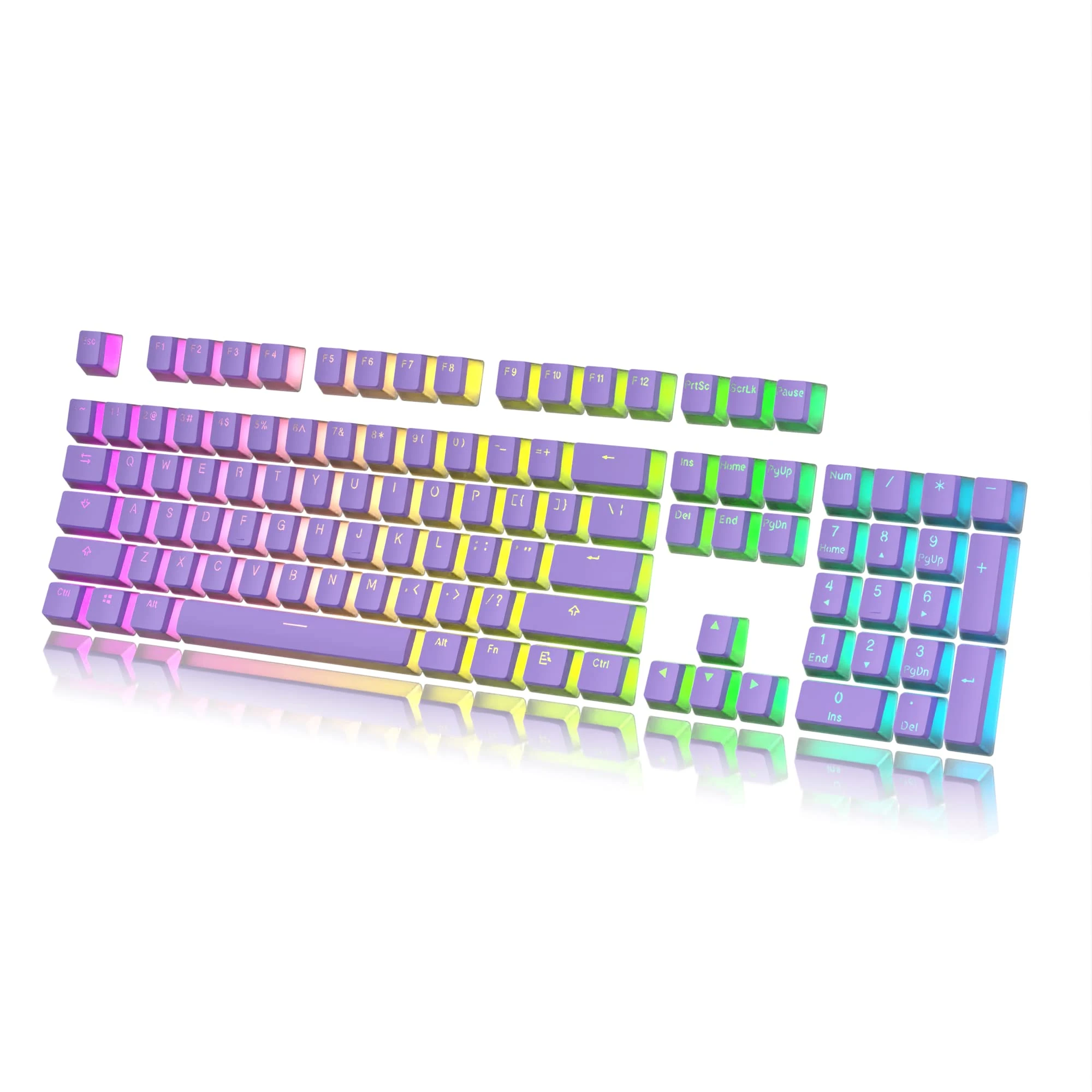 HK Gaming Pudding Keycaps | Doubleshot PBT Full 108 OEM Profile Key Set | ANSI US-Layout | For Mechanical Keyboard | Compatible With Cherry MX, Gateron, Kailh, Outemu | Lavender