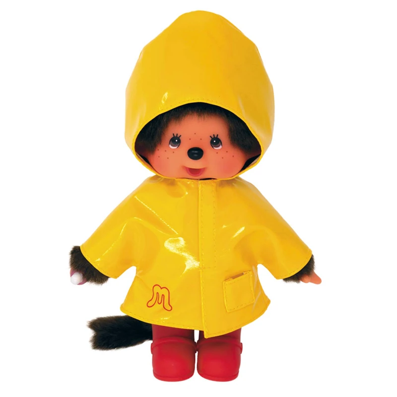Bandai Monchhichi Yellow Waxed Soft Toy – 80s Iconic Monkey Plush – 20 cm Soft Toy for Children and Adults – Children's Toy 2 Years and Above – SE22117